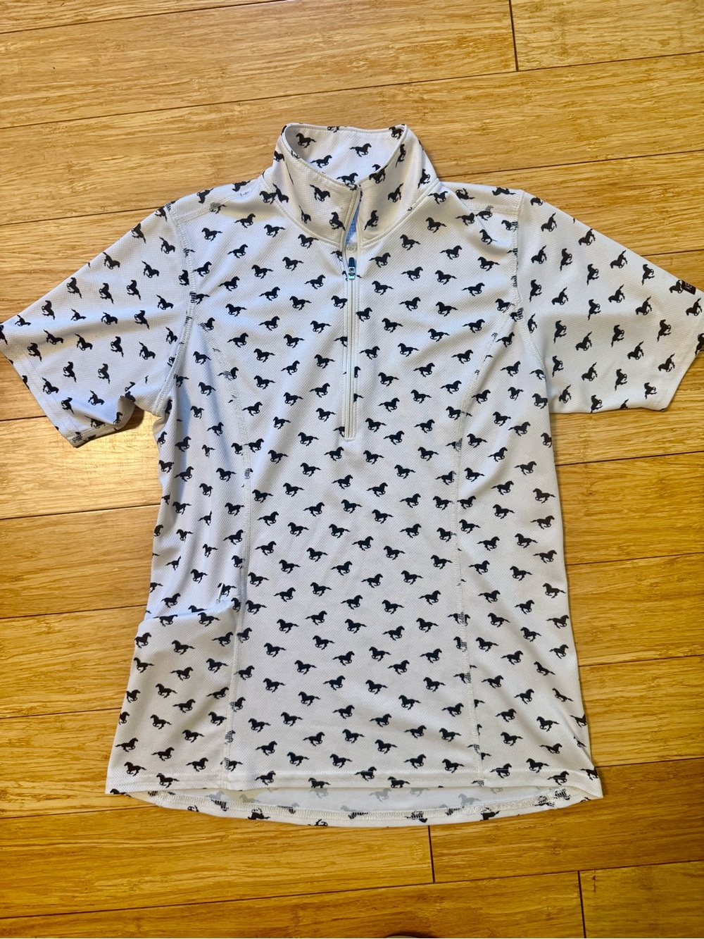 Kerrits horse print Jersey top  Short-Sleeve Half-Zip Shirt